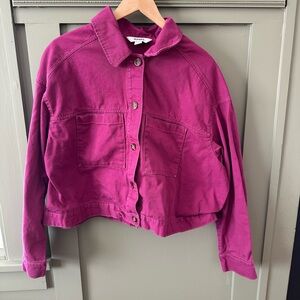 Old Navy Women's Deep Magenta Cropped Button Jacket